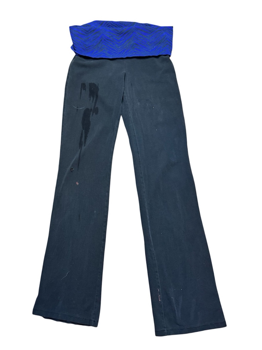 PINK Victoria's Secret Black Wide-Leg Pants with Blue Fold-Over Waistband